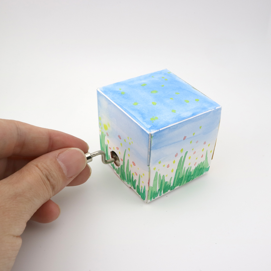 おえかきキューブ 手回し オルゴール（18弁固定曲）DIY 工作 ｜株式