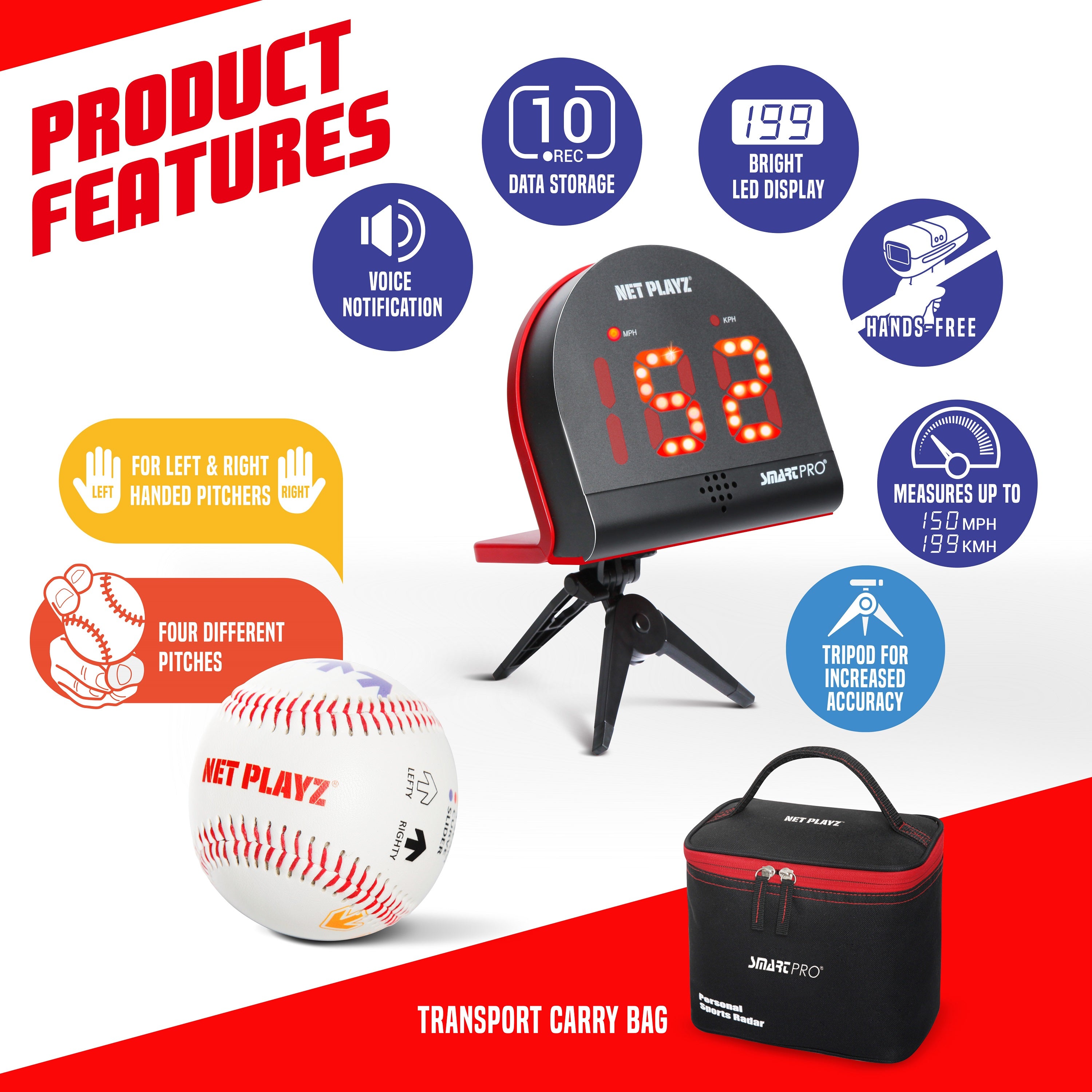 SMART PRO SPEED RADAR | WITH BASEBALL - BASEBALL Equipment From