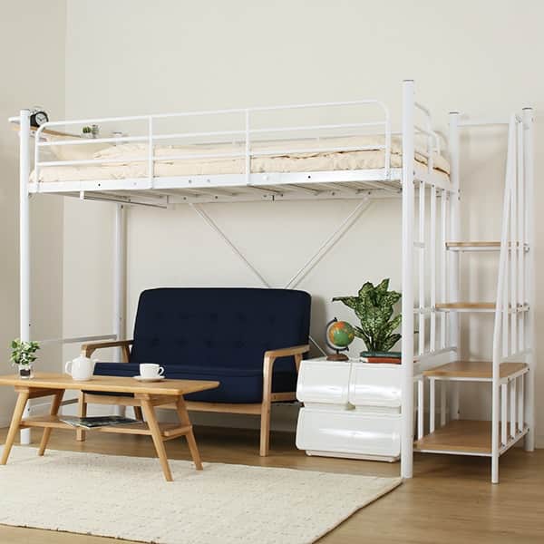 高さ2段階式階段付きロフトベッド(WH) | ニトリネット【公式】 家具