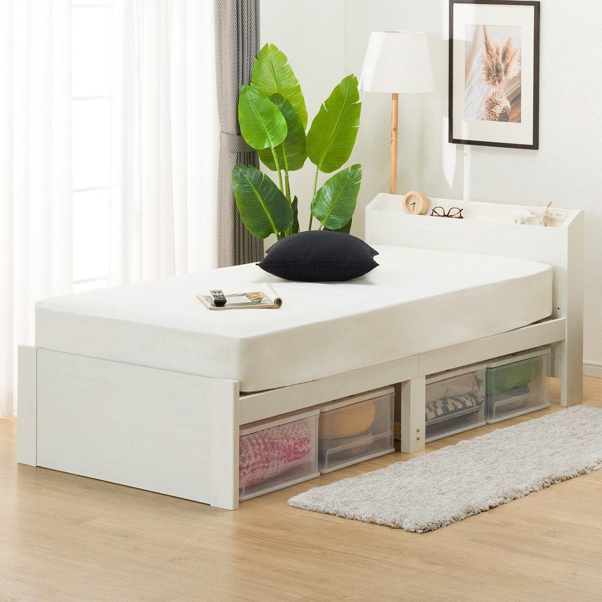 シングルこぼれ止め棚付きベッドフレーム(WW) | ニトリネット【公式