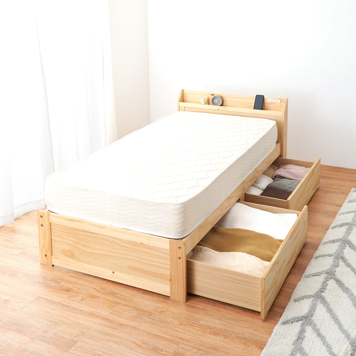 大容量収納付き 頑丈ベッドフレーム (シングル NA) | ニトリネット