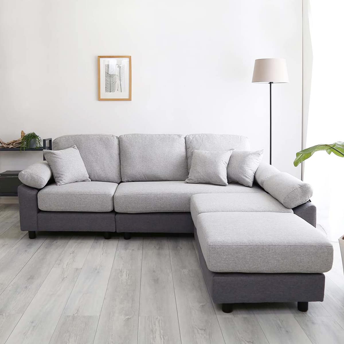 5人掛けコーナーカウチソファ 布張りツートンタイプ (GY) | ニトリ