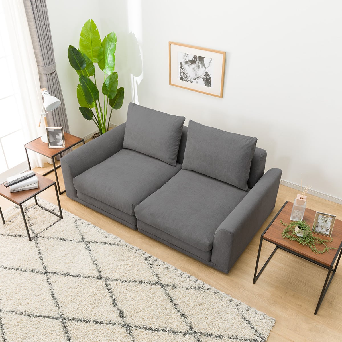 2人掛けローソファ 布張りタイプ (HM04 DGY) | ニトリネット【公式