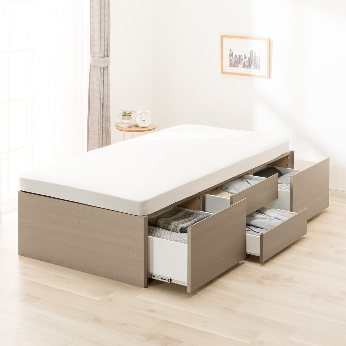 すのこシングルチェストベッドフレーム(N-ジオHL GY 40M) | ニトリ