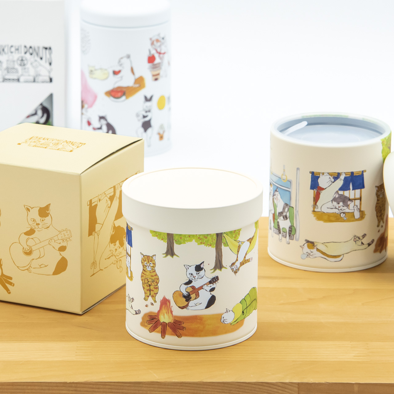 居眠りネコカン -にゃん吉ドーナツ-｜筒型｜缶－製品情報｜日東産業