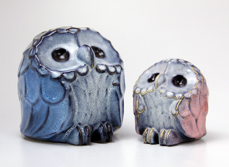 置物(フクロウ｜2色｜2個入) 【陶器製】 | 布引焼窯元