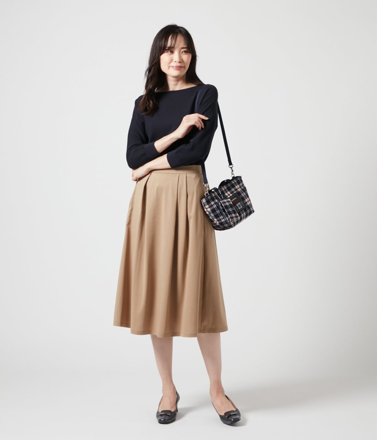 接触冷感・吸水速乾】プレーティング天竺 イレギュラータックスカート