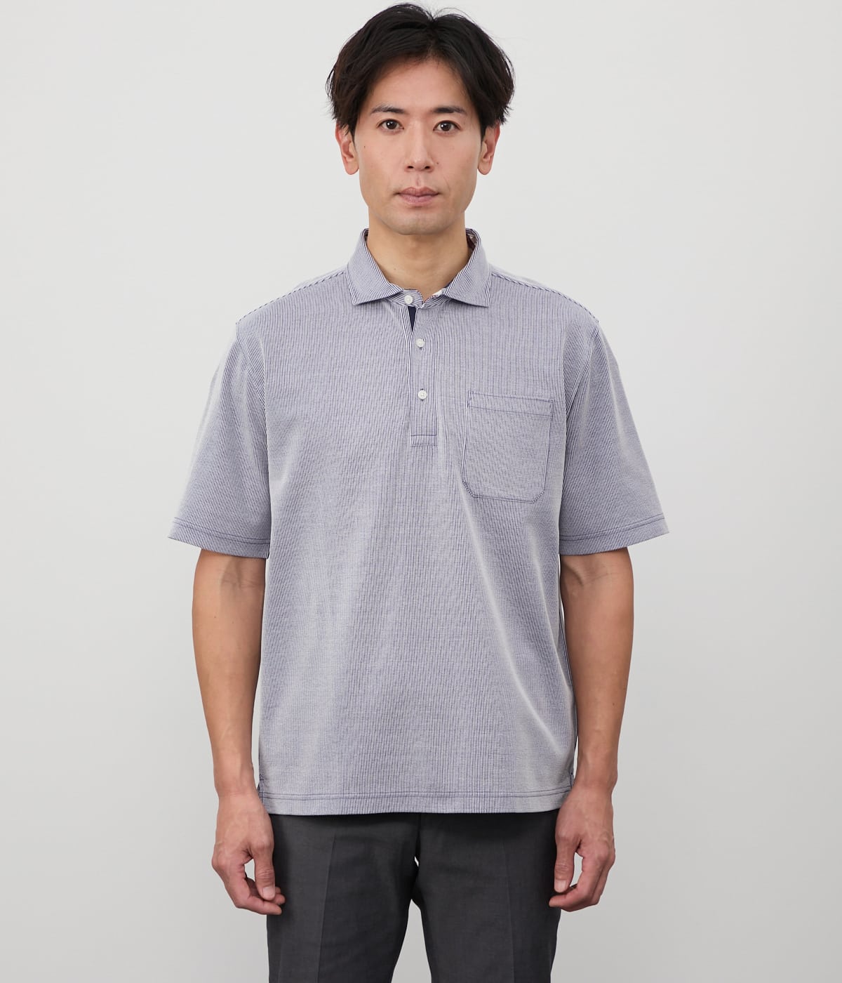 吸水速乾】COOL COMFORT ジャージーサッカーストライプ ポロシャツ