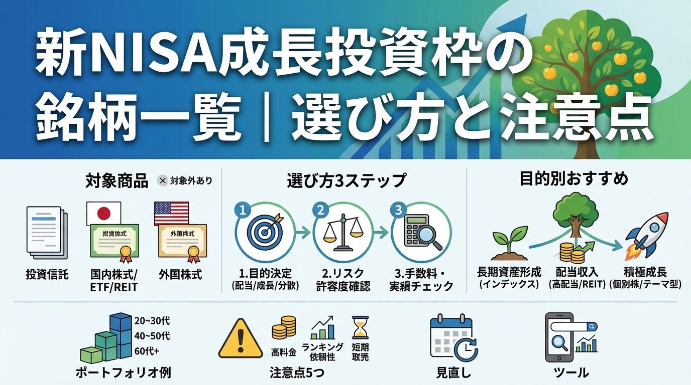 新NISA成長投資枠の銘柄一覧｜選び方と注意点 | 会社設立のミチシルベ