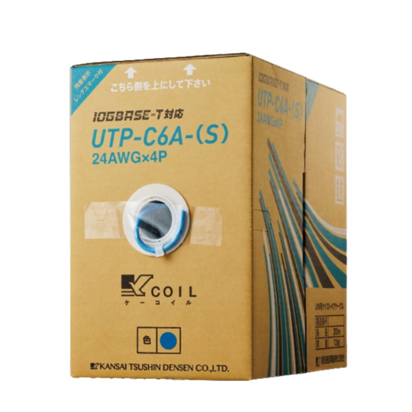Cat6A(S) UTP-C6A-(S) 24AWG X 4P 青 200m巻: 通信ケーブル - 蛙屋