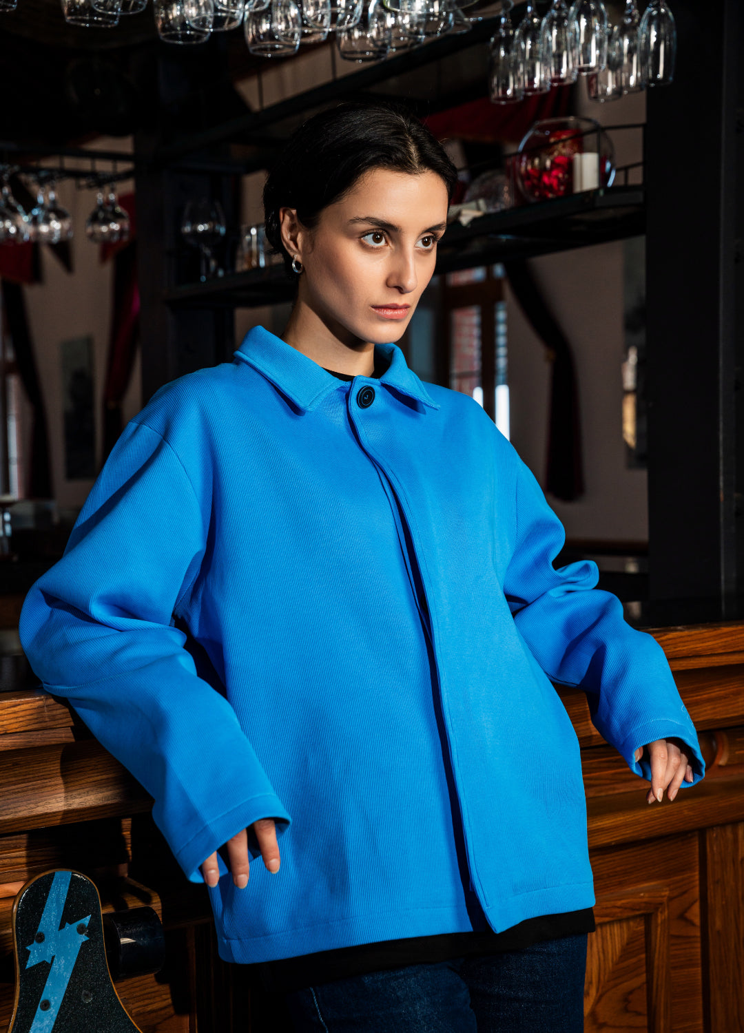 Unisex Mevsimlik Mavi Ceket Scops x Sevdrus Collab – SEVDRUS