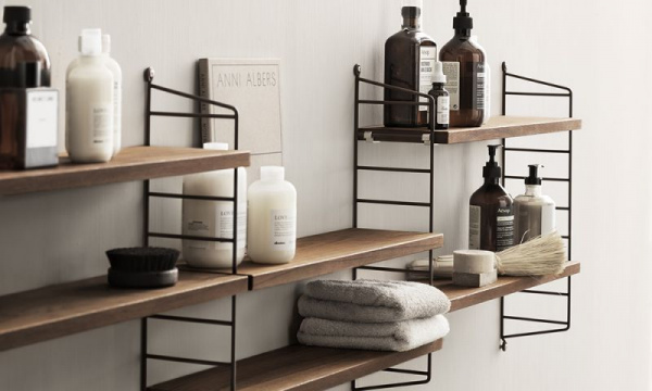 ストリングポケット ウォルナット×ブラック / 石膏ボードアンカー付き