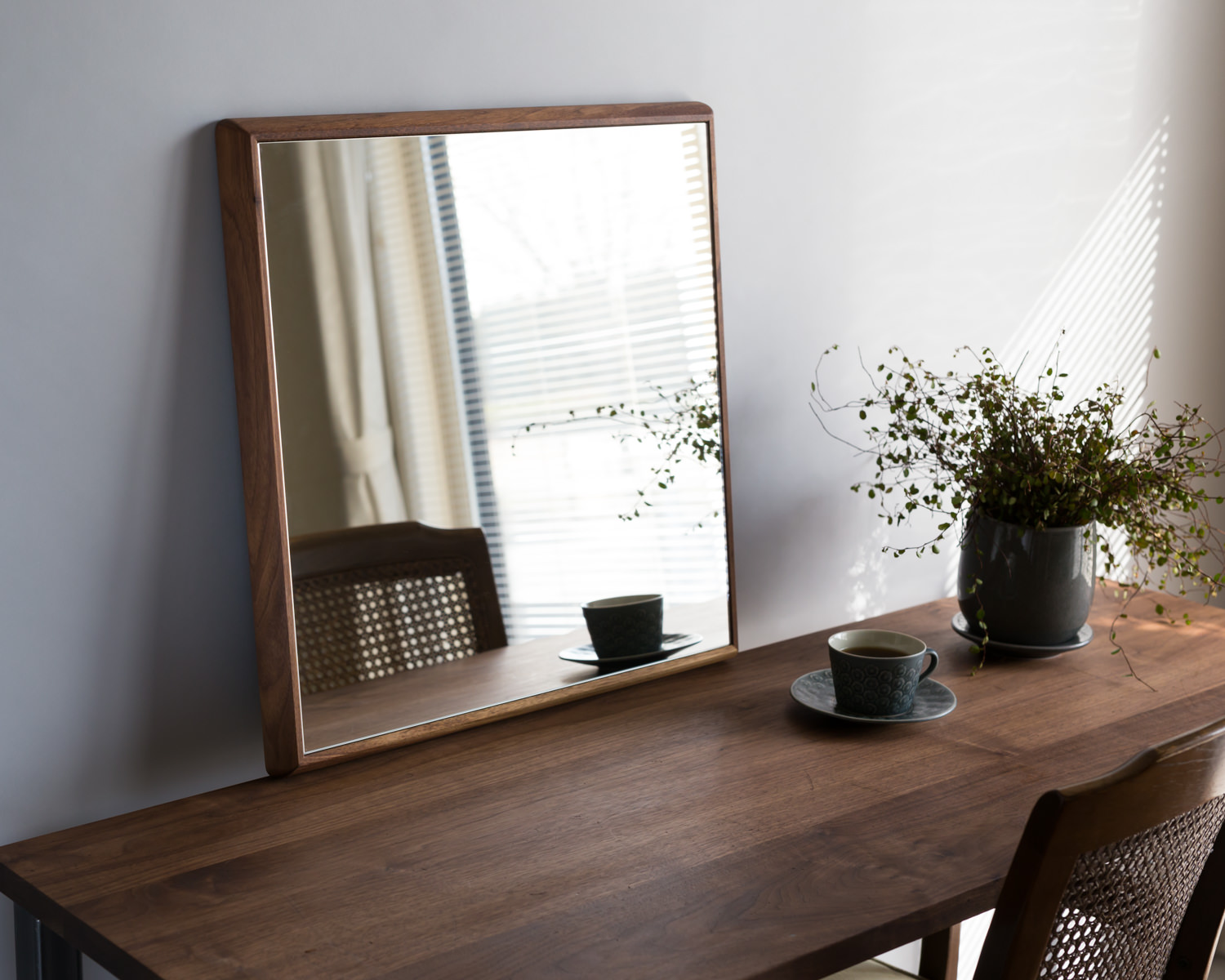 ステラ ウォールナット ウォールミラー W54×54 壁掛け 全身 鏡