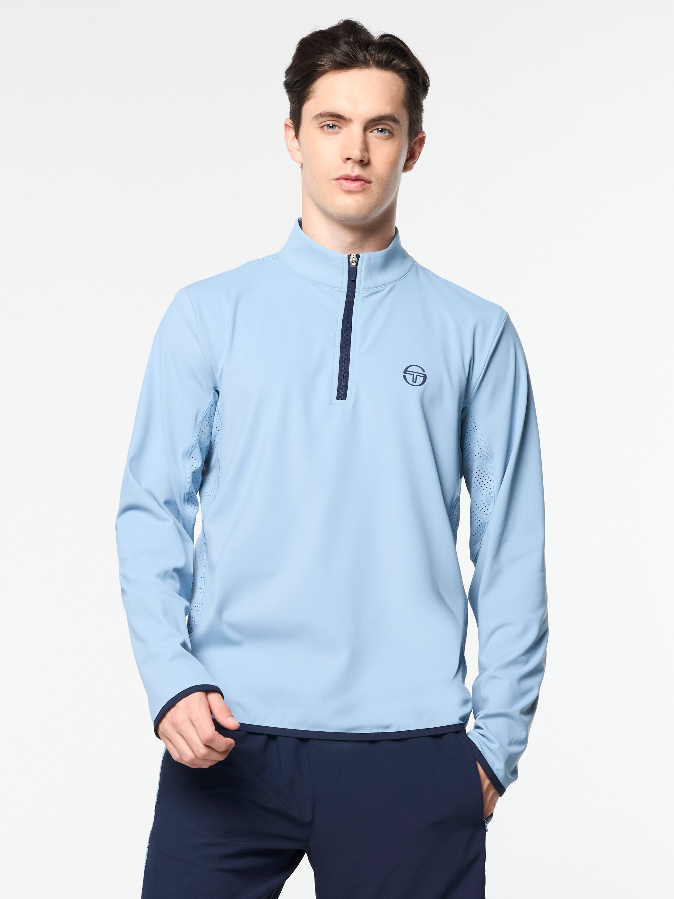Elio 1/4 Zip Pullover- Faded Denim – Sergio Tacchini