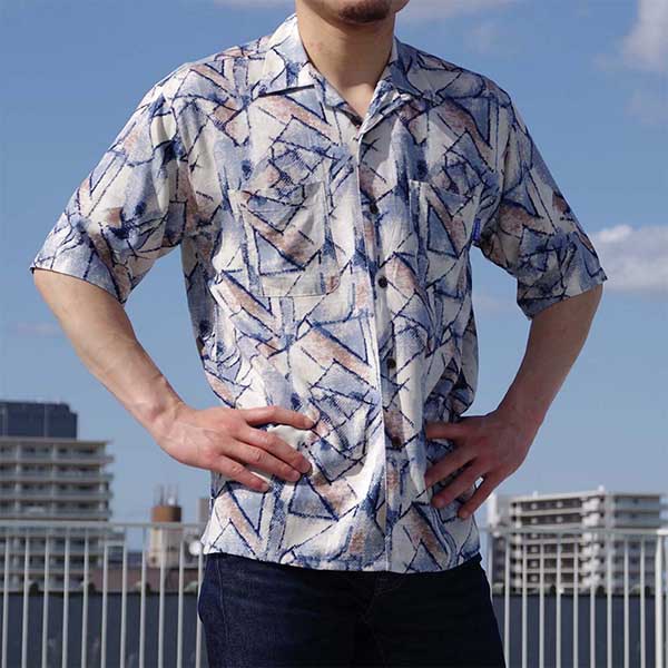 ジオメトリック プリント オープンカラーシャツ｜SHIRT STATION