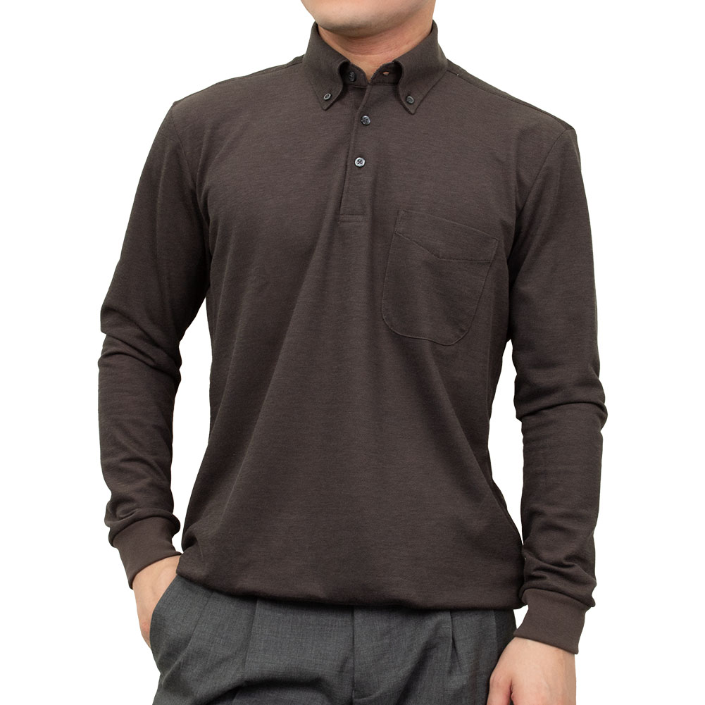 シャツハウス SWAN ポロシャツ ビズポロ ブラウン 茶色 長袖