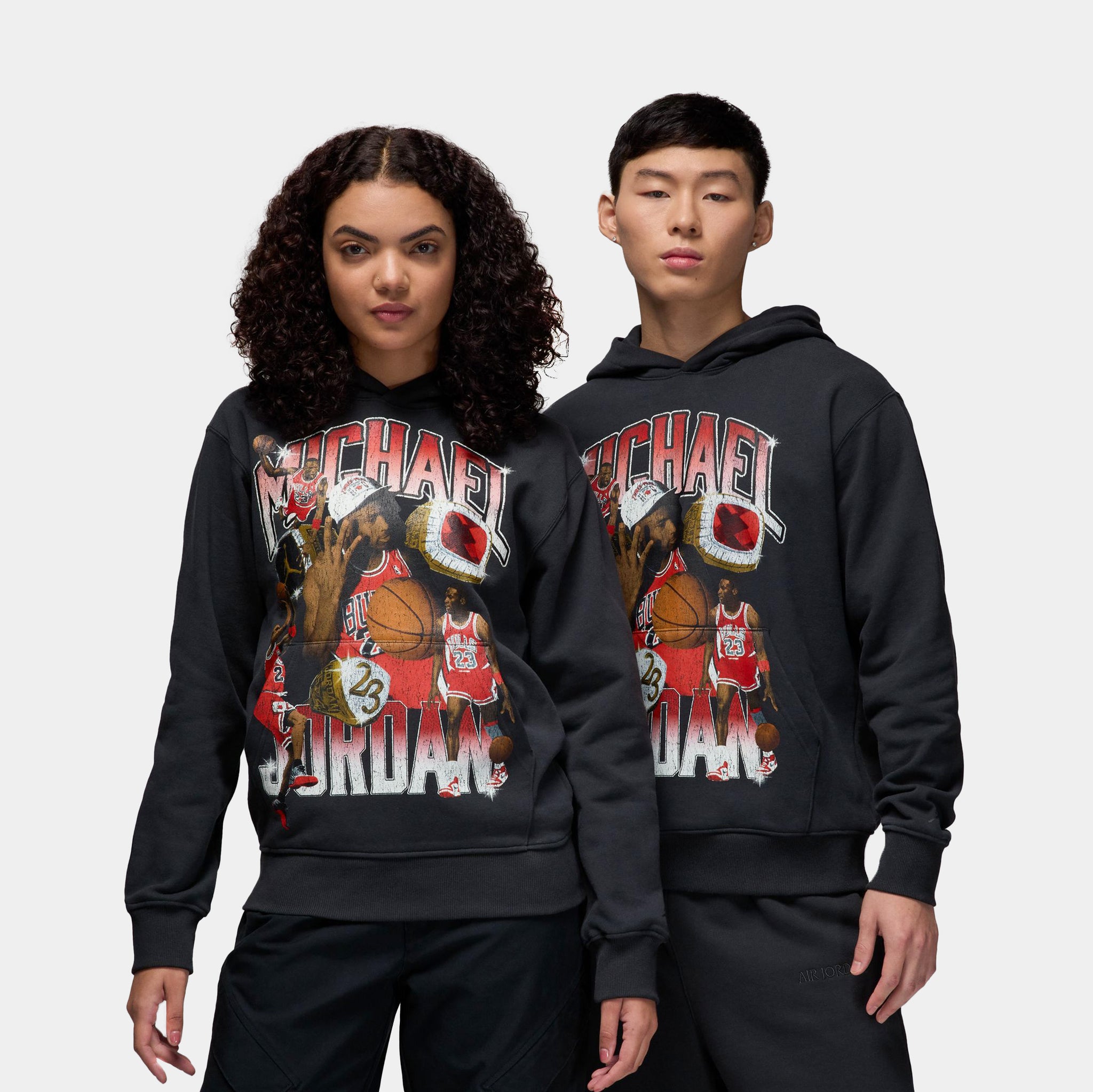 Jordan Flight Fleece 23 Michael Pullover Mens Hoodie Black Red