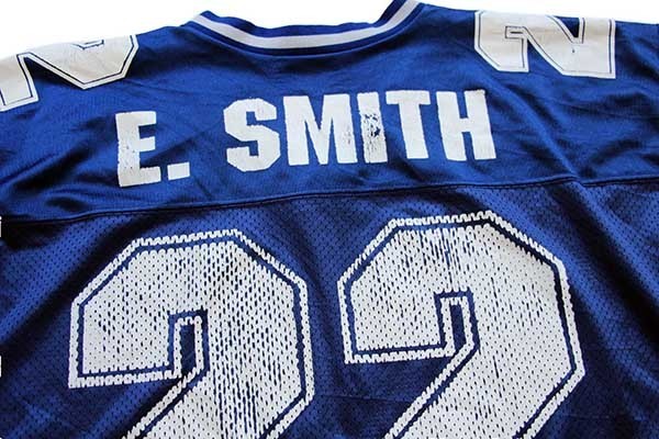 90s USA製 NFL COWBOYS E.SMITH 22 ナンバリング ナイロン メッシュ
