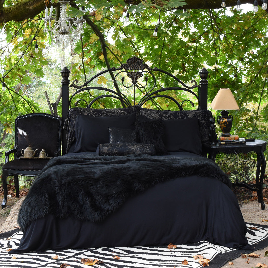 Black Bamboo Duvet Cover - Dark Bedding by Sin in Linen