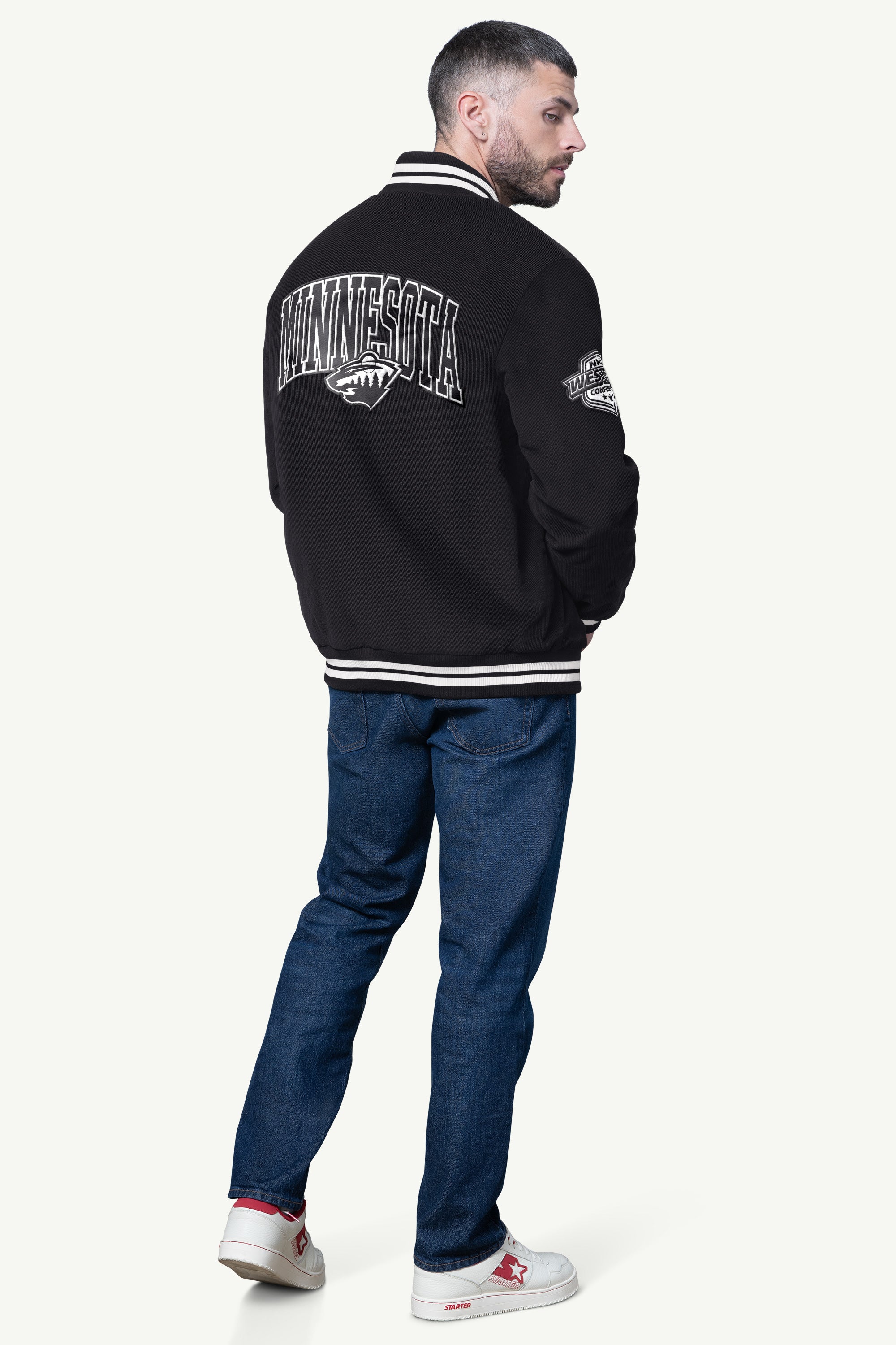 Mens Minnesota Wild Blackout Corduroy Varsity Jacket | NHL | Starter