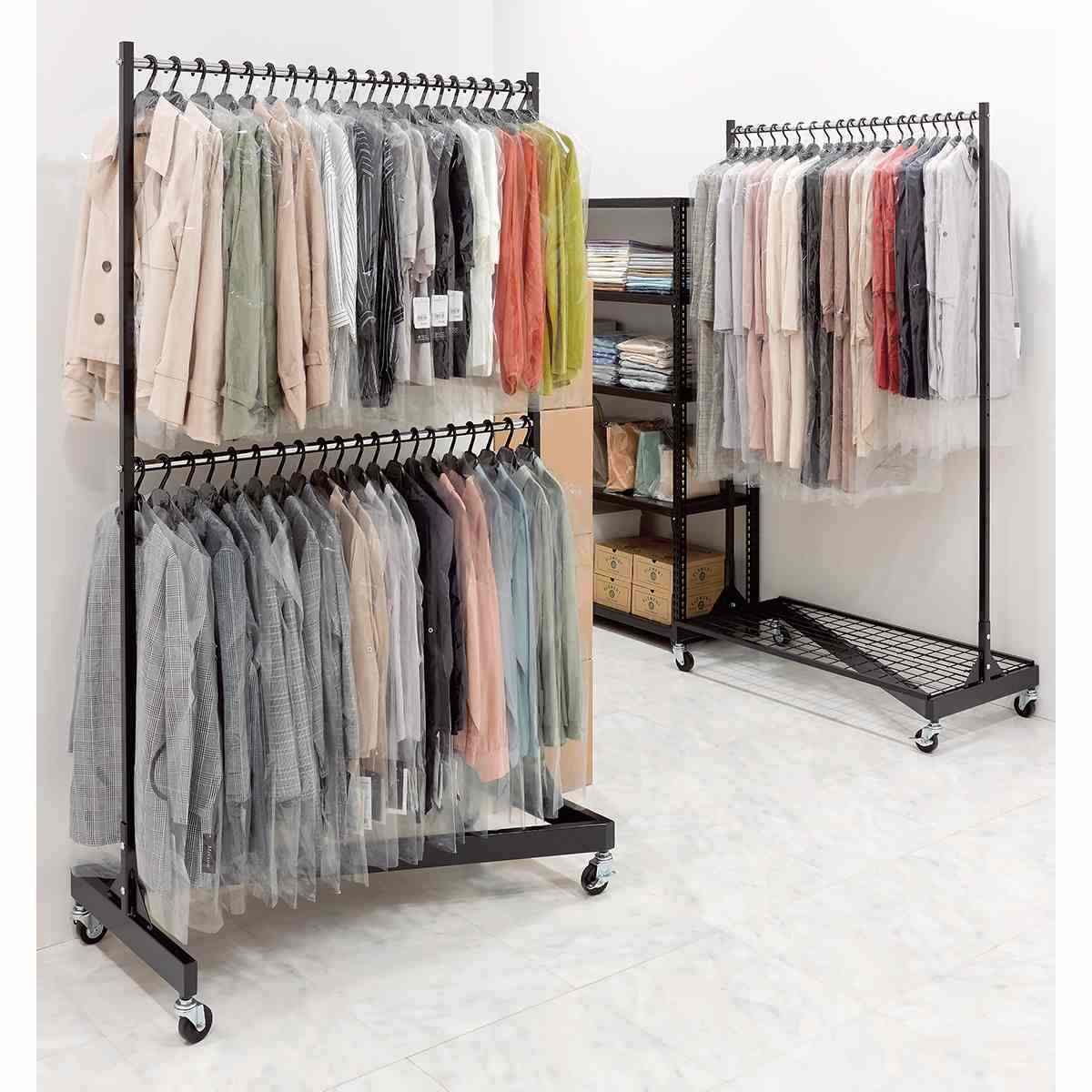 機能性Zハンガーラック 2段ブラック〔ストエキオリジナル〕 本体