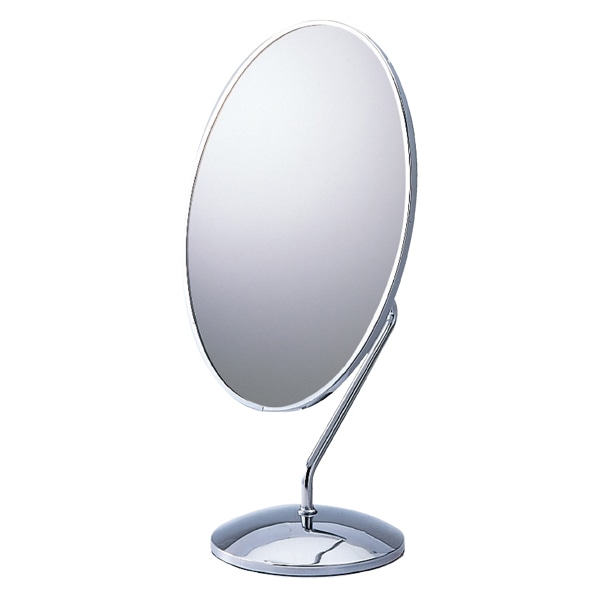 ダエン卓上ミラー(鏡厚3mm) 楕円 角度調節可能 クローム