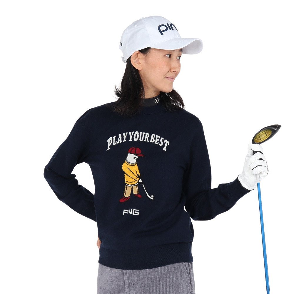 ピン（PING）（レディース）ゴルフウェア 長袖 ジャカード クルー