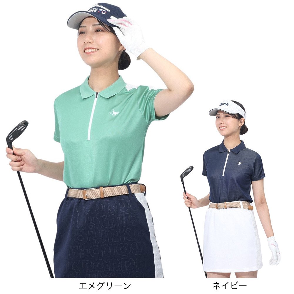 クランク（CLUNK）（レディース）ゴルフウェア ジャガードニット半袖