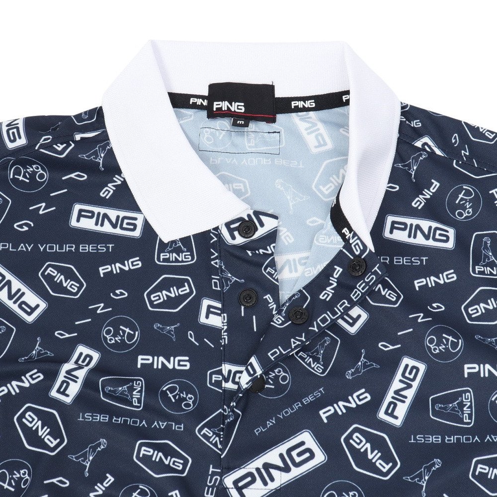 ピン（PING）（メンズ）ゴルフウェア 総柄プリント 半袖ポロシャツ 621