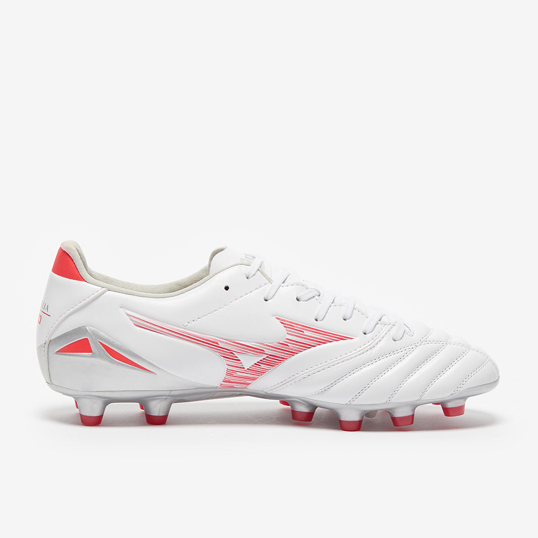 Mizuno Morelia Neo IV Pro Firm Ground - White/Radiant Red/ Hot