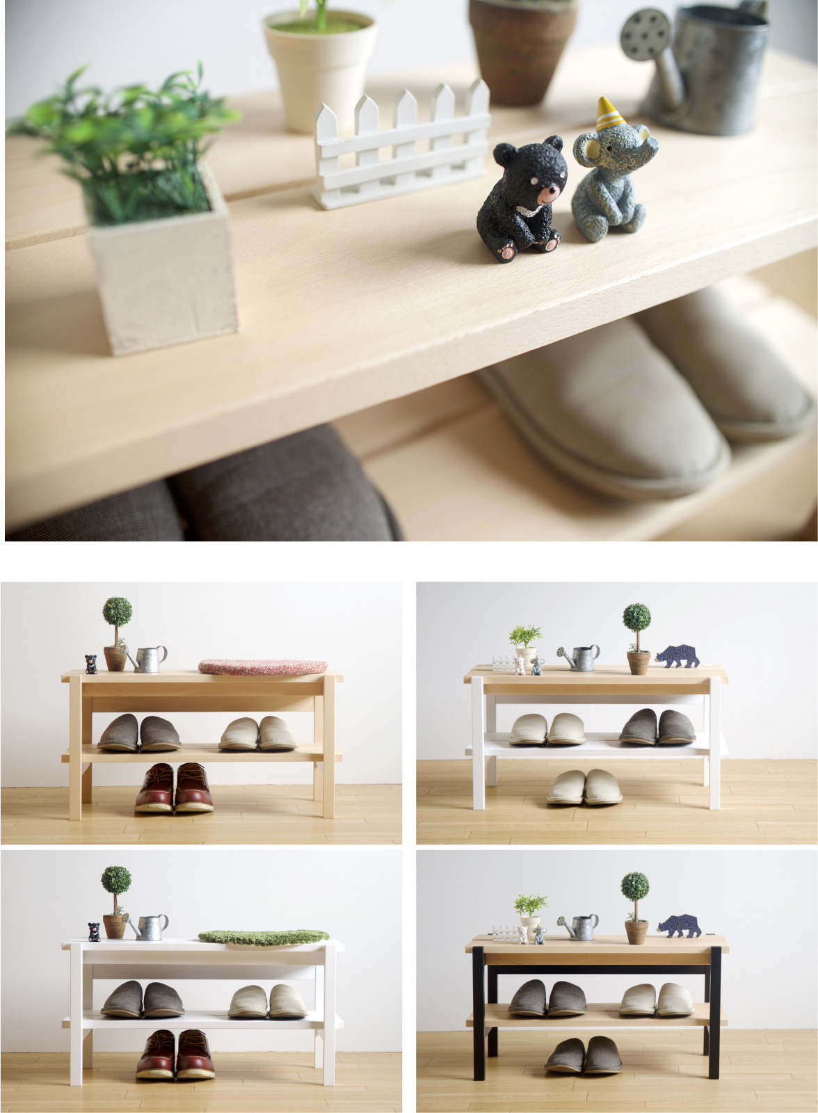 楽天市場】日本製 「木製ベンチ シェルフ」 玄関 収納 ラック シューズ