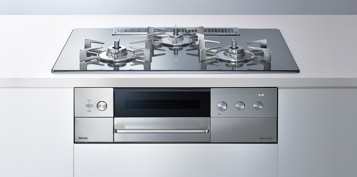 最上級モデルのビルトインガスコンロ DELICIA 操作部シンプルタイプを