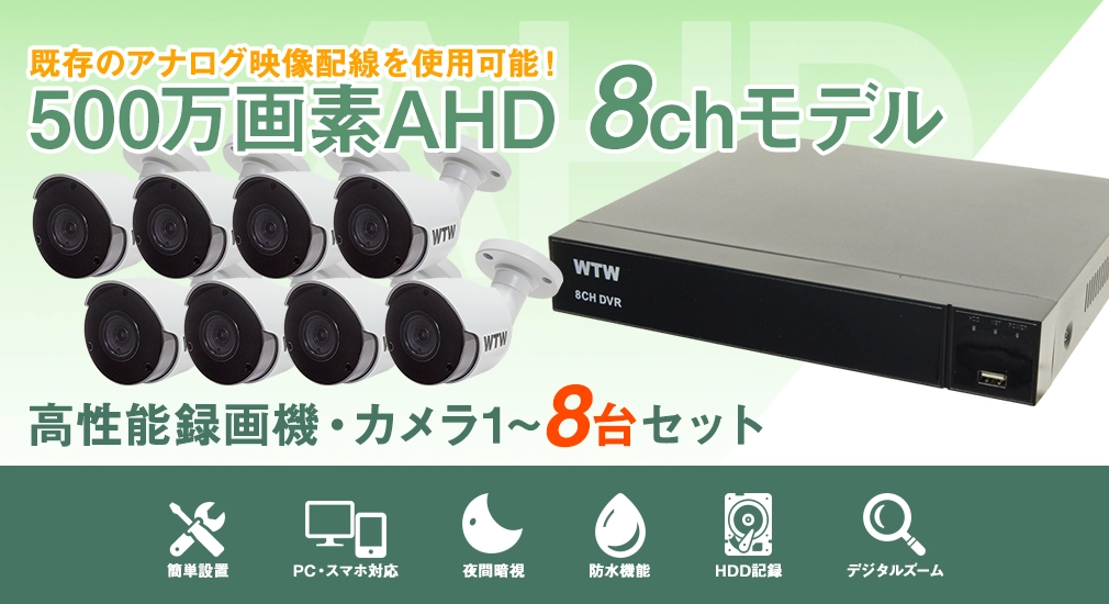 激安防犯カメラとDVR・レコーダーのフルセット。一般家庭や駐車場監視