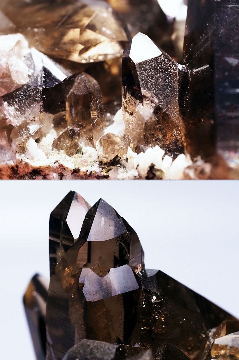 スモーキークォーツ(煙水晶)クラスター スイスアルプス水晶 381g (34-58)