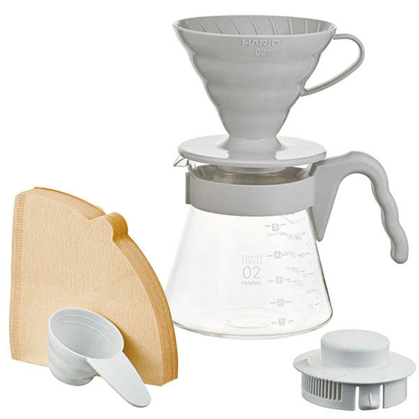 HARIO ハリオ V60 円錐コーヒーサーバー02セット ペールグレー 1-4杯用