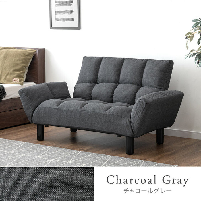 背面&肘掛リクライニング 2人掛け ソファ リクライニング ローソファ