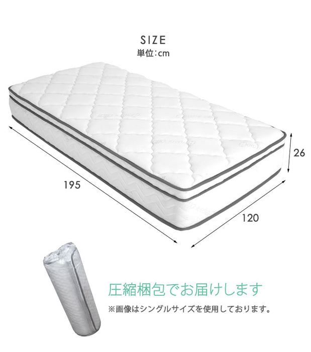 セミダブル］Wポケットコイルマットレス ピロートップ 極厚26cm