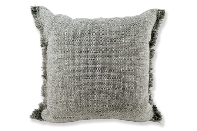 ジャカード フリンジ クッションカバー グレー 45×45cm