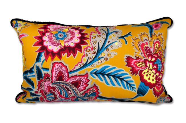 フランス製生地 ROMY 花柄 オリエンタルフラワー 横長クッション
