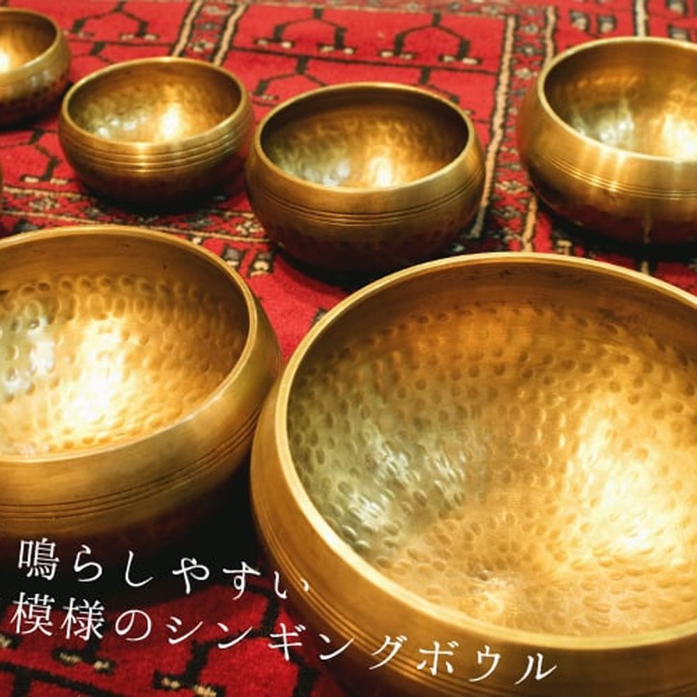 レンタル]槌目付きティッカシンギングボウル 6個セット〔スティック1本