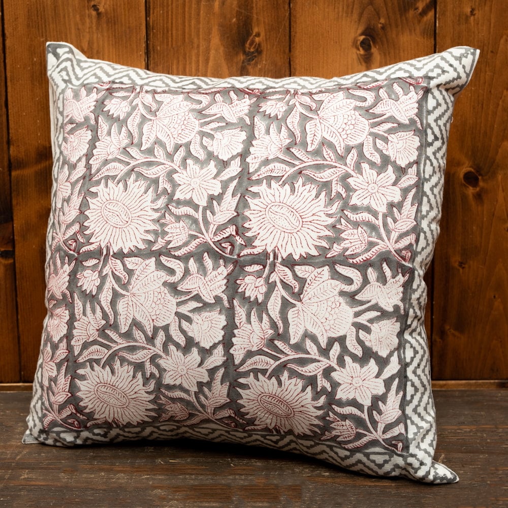 選べる2個セット】ウッドブロックのペイズリー柄クッションカバー の