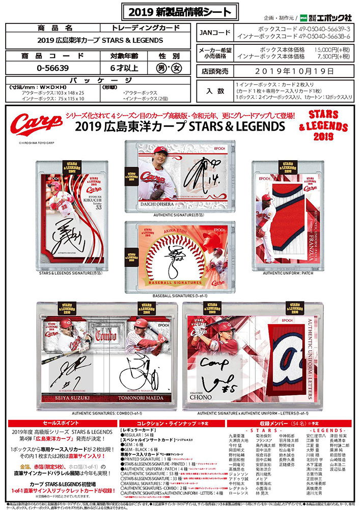 EPOCH 2019 広島東洋カープ STARS & LEGENDS | Trading Card Journal