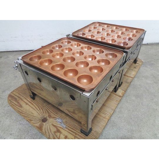 明石焼き たこ焼き器 20穴×2連 都市ガス W570×D425×H205mm 厨房用 中古