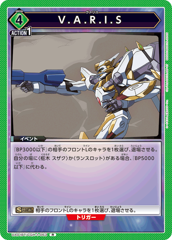 重要】カード「UA01BT/CGH-1-063 V.A.R.I.S」記載内容の訂正とお詫び