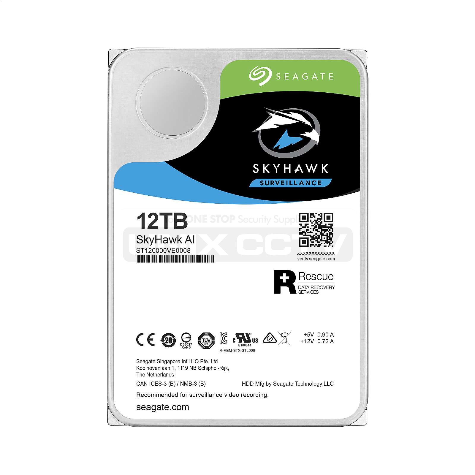 Seagate® SkyHawk AI 12TB Surveillance HDD (ST12000VE0008