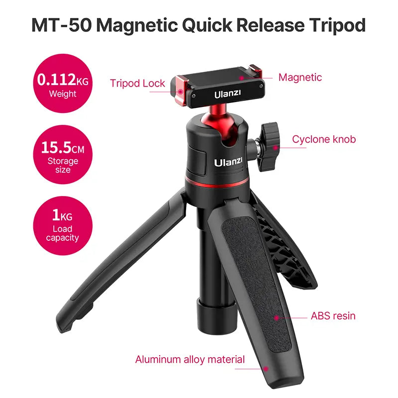 Magnetic Quick-Release Tripod | Compact 360° Ball Head