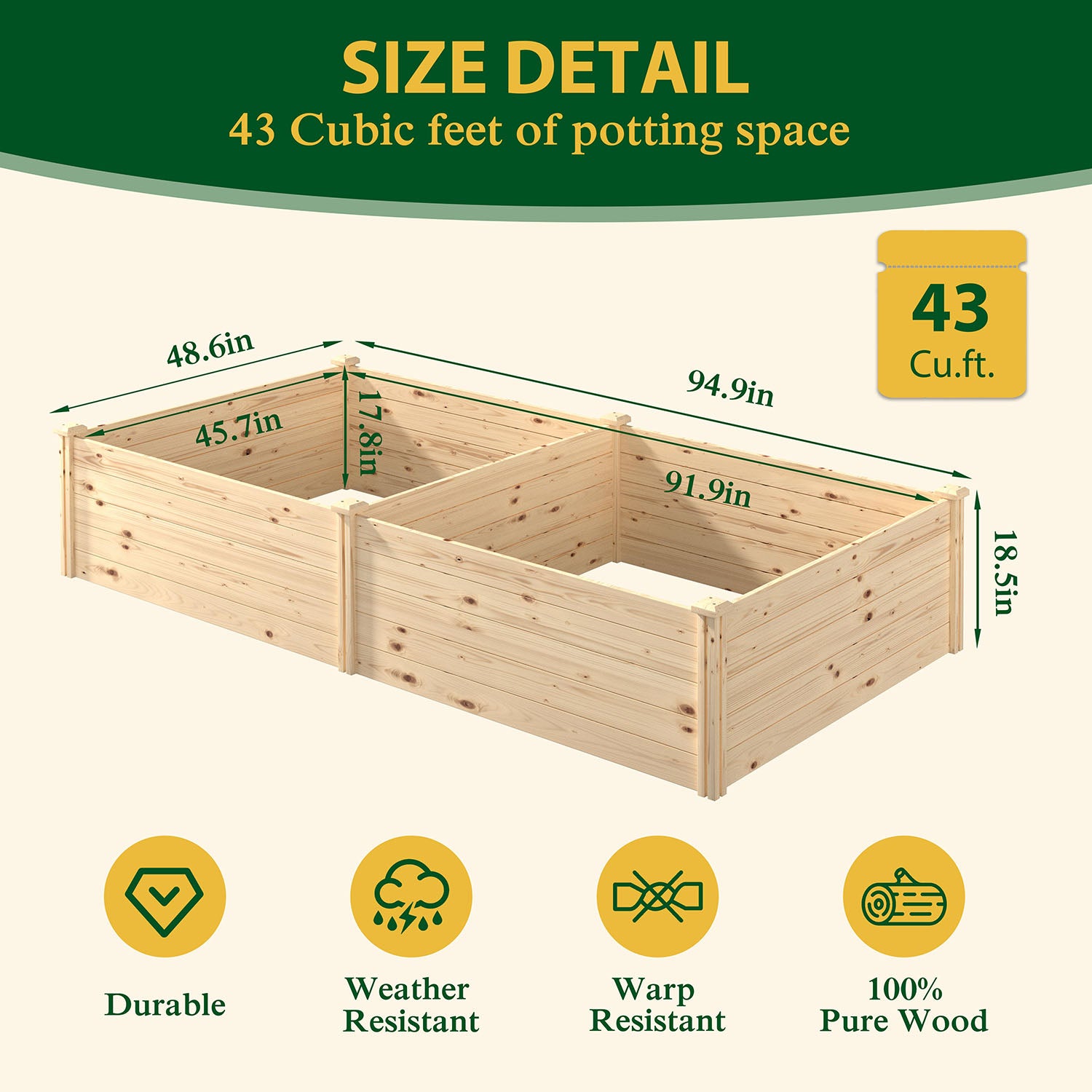 4x8 Raised Bed, Large Wooden Beds for Garden – Veikous