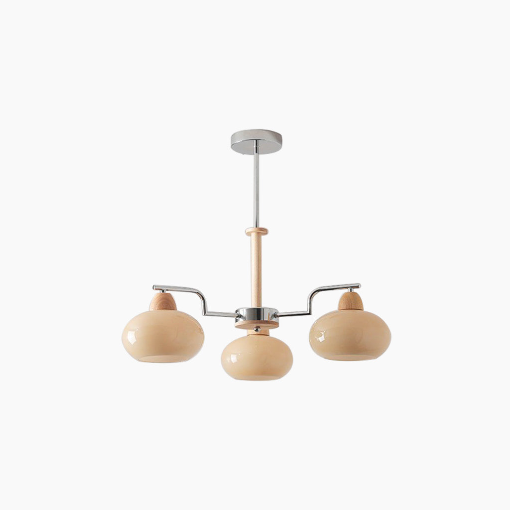 Chic Bauhaus French Cream Wood Glass Chandelier | VAXLAMP