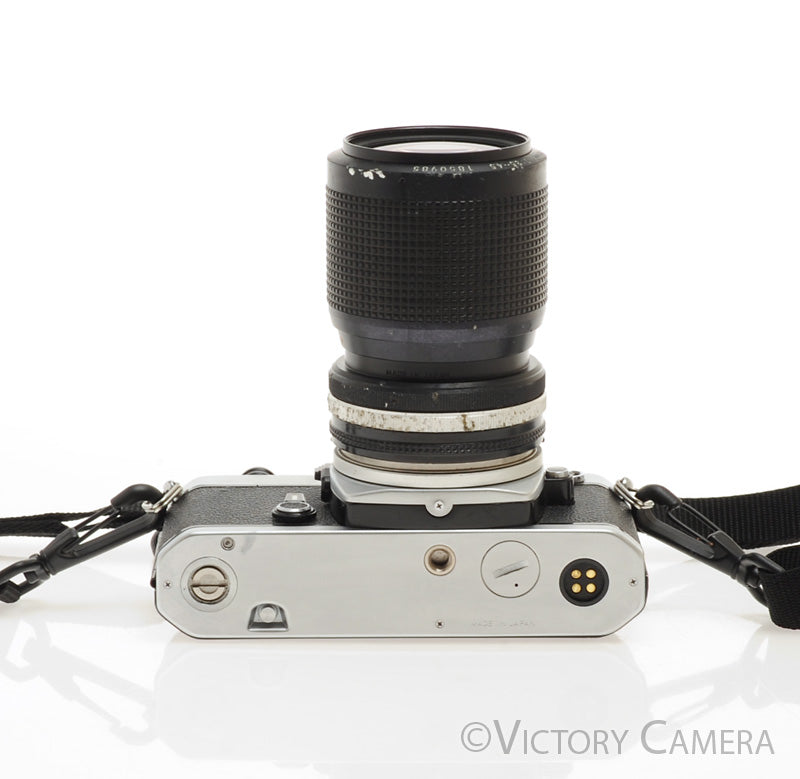 Nikon FE Chrome 35mm Film Camera w/ 35-105mm Zoom Lens [GOOD]