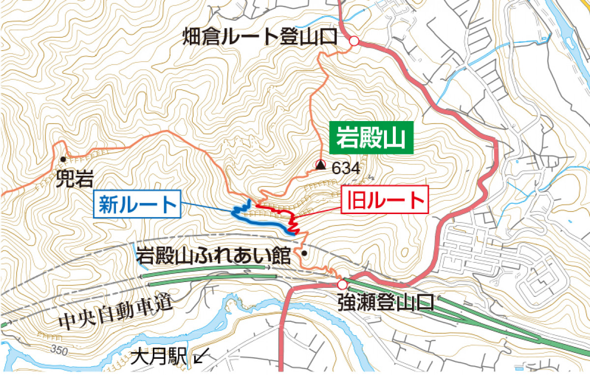 山梨・岩殿山の強瀬側登山道が、約6年ぶりに通行可能に - 山と溪谷